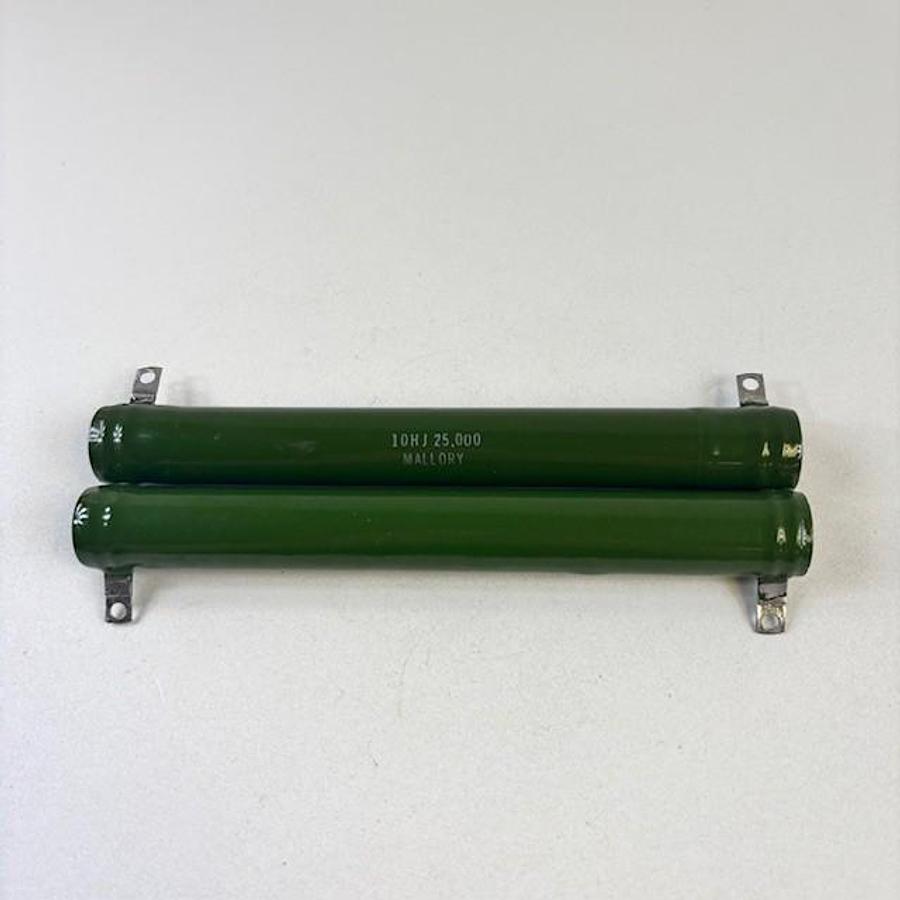 Used MALLORY 10HJ 25,000OHM RESISTORS 2PCS