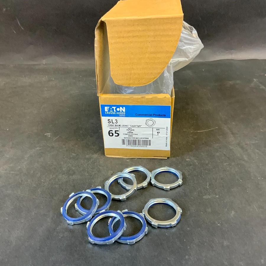 Used EATON SL3 1” CONDUIT SEALING LOCKNUT - BOX OF 65 ($50 OBO)