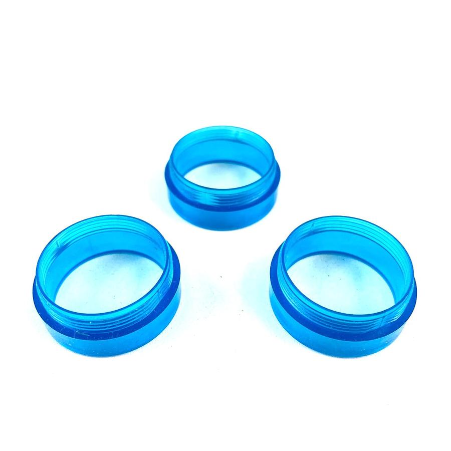 Used AUTOMATIONDIRECT GCX ECX 22MM BLUE TRANSLUCENT PUSHBUTTON LENS RING LOT OF 3