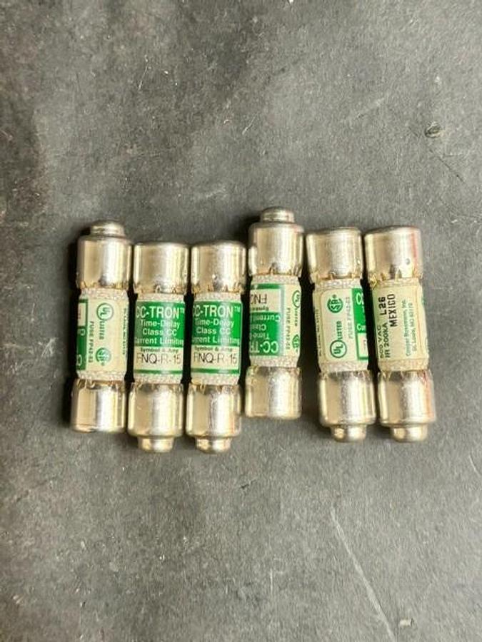 Used BUSSMANN CC-TRON FNQ-R-15 FUSES - GROUP OF 6