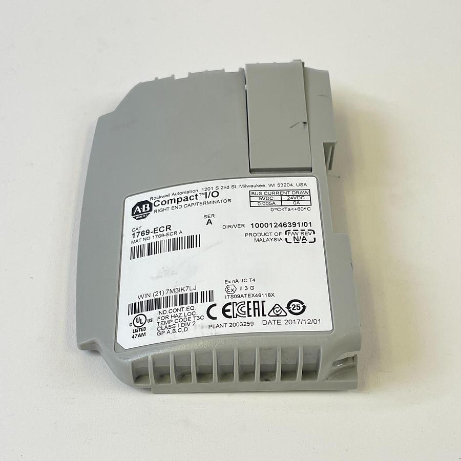 Used ALLEN BRADLEY 1769-ECR SERIES A COMPACT I/O RIGHT END CAP TERMINATOR INDUSTRIAL