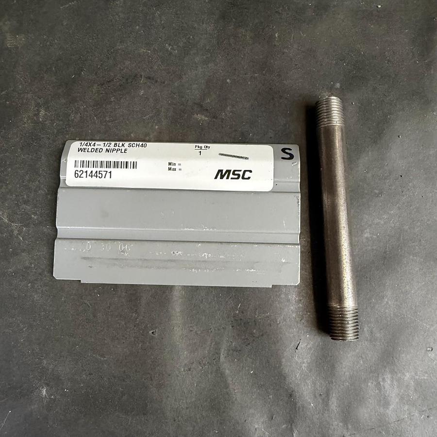 Used MSC 1/4X4-1/2 BLK NIPPLE WELDED