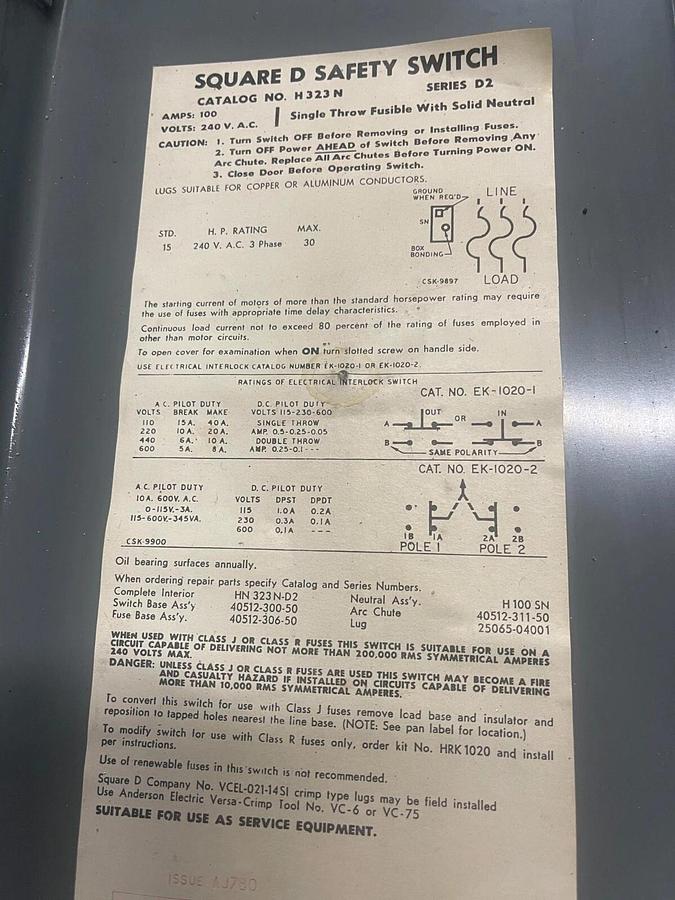 Used Square D Fusible Disconnect Cat No H323N ($69.99 OBO!!!)