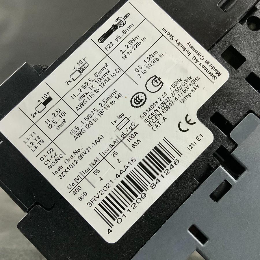 Used SIEMENS 3RV2021-4AA15 SIRIUS CIRCUIT BREAKER ($25 OBO)