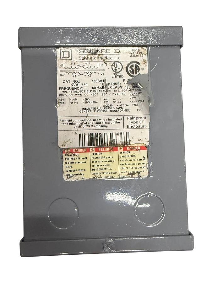 Used Square D CAT. NO. 760SV1F Transformer -  0.75 kVA - ($80 OBO)