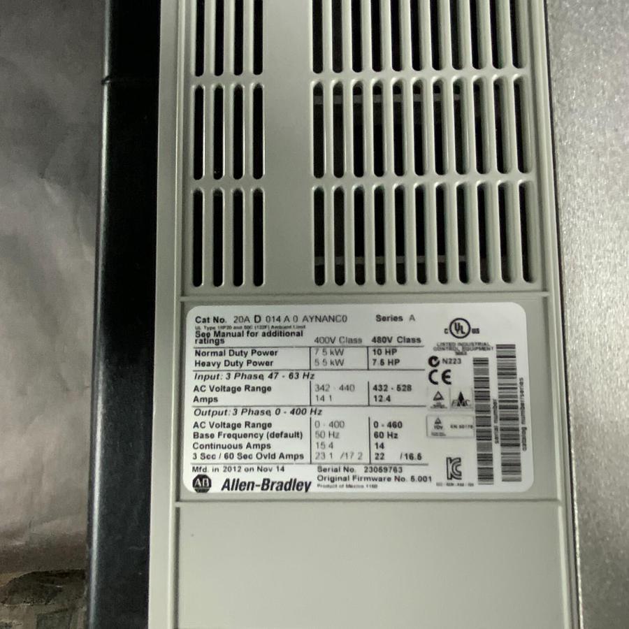 Used ALLEN BRADLEY 20AD014A0AYNANC0 AC DRIVE ($850 OBO)