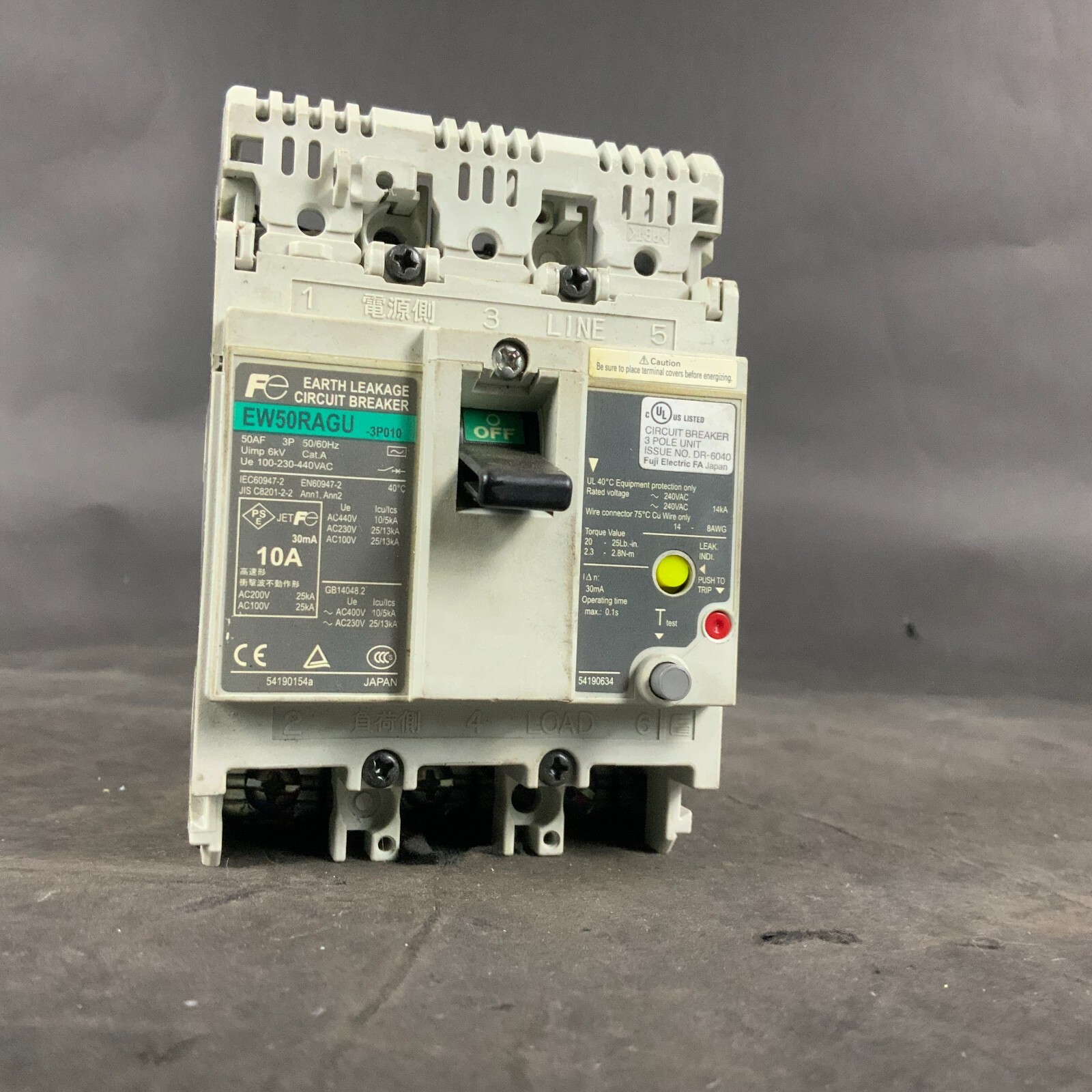 Used FUJI ELECTRIC EW50RAGU-3P010 CIRCUIT BREAKER ($60 OBO)