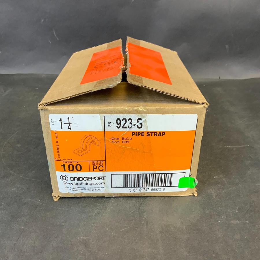 Used BRIDGEPORT 923-S 1-1/4” PIPE STRAP - BOX OF 100 ($75 OBO)