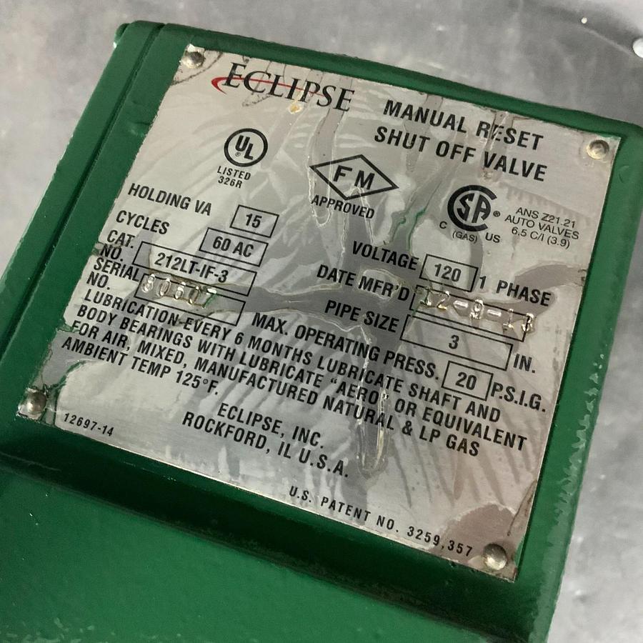 Used ECLIPSE 212LT-IF-3 MANUAL SHUT-OFF VALVE ($1,500 OBO)