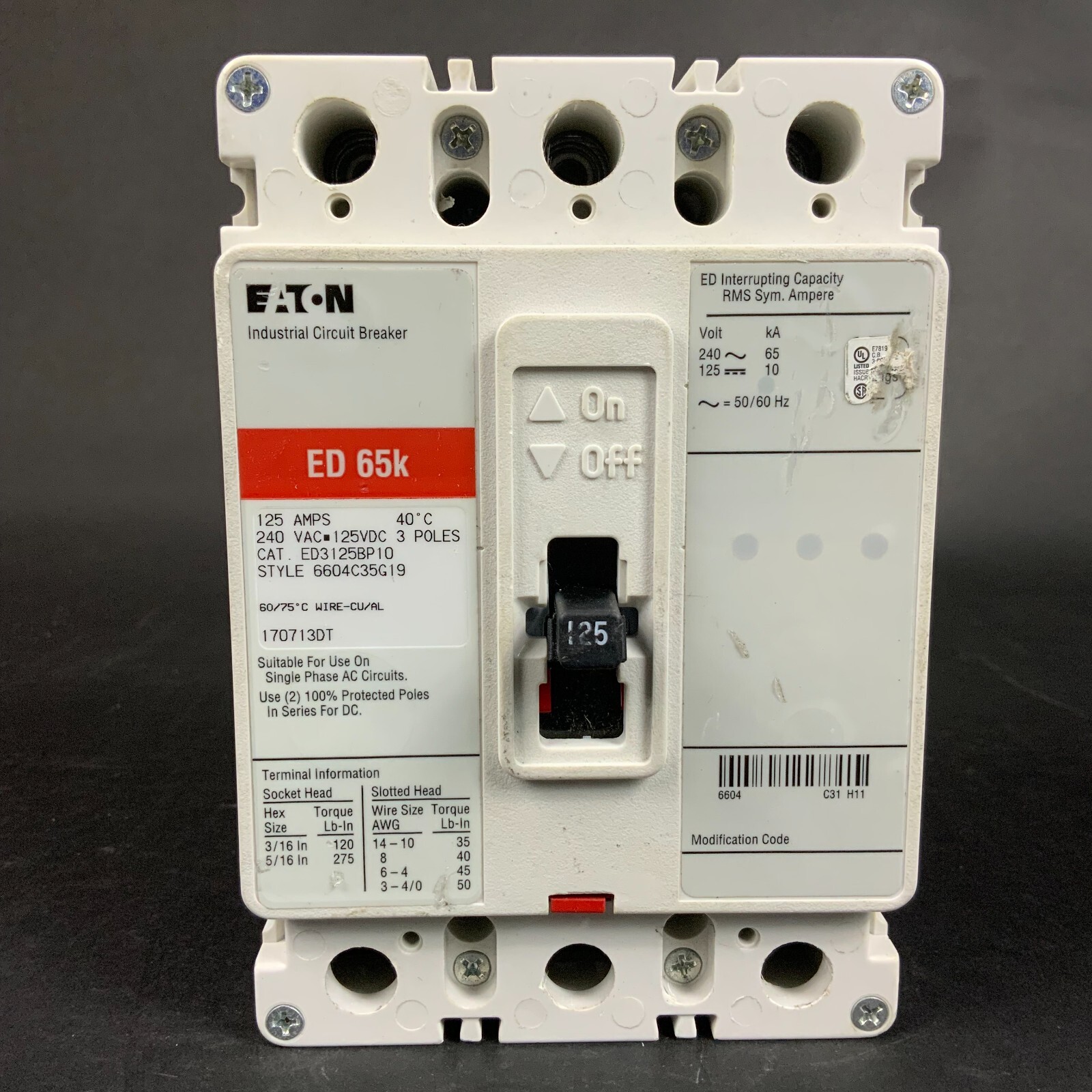Used EATON ED3125BP10 CIRCUIT BREAKER - NEW ($425 OBO)