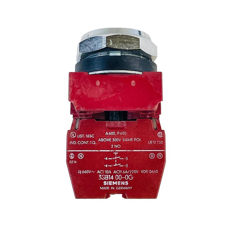 Used SIEMENS PB30PBFG 30MM GREEN FLUSH PUSHBUTTON SWITCH 3SB1400-0G 2NO CONTACT BLOCK
