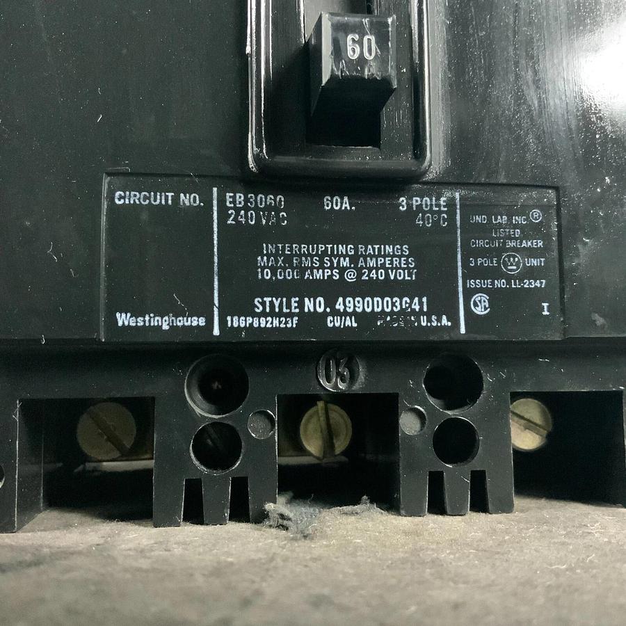 Used WESTINGHOUSE EB3060 CIRCUIT BREAKER ($50 OBO)