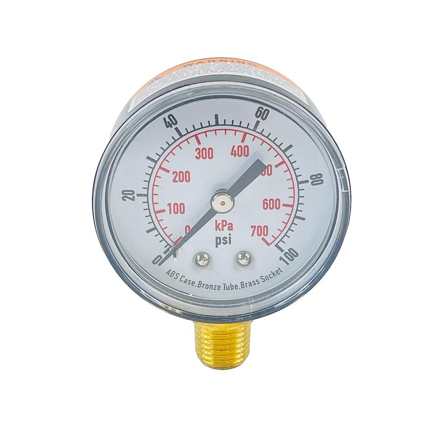 Used GRAINGER APPROVED 4FLU1B PRESSURE GAUGE 0-100 PSI 2 IN DIAL 1/4 NPT LOWER MOUNT