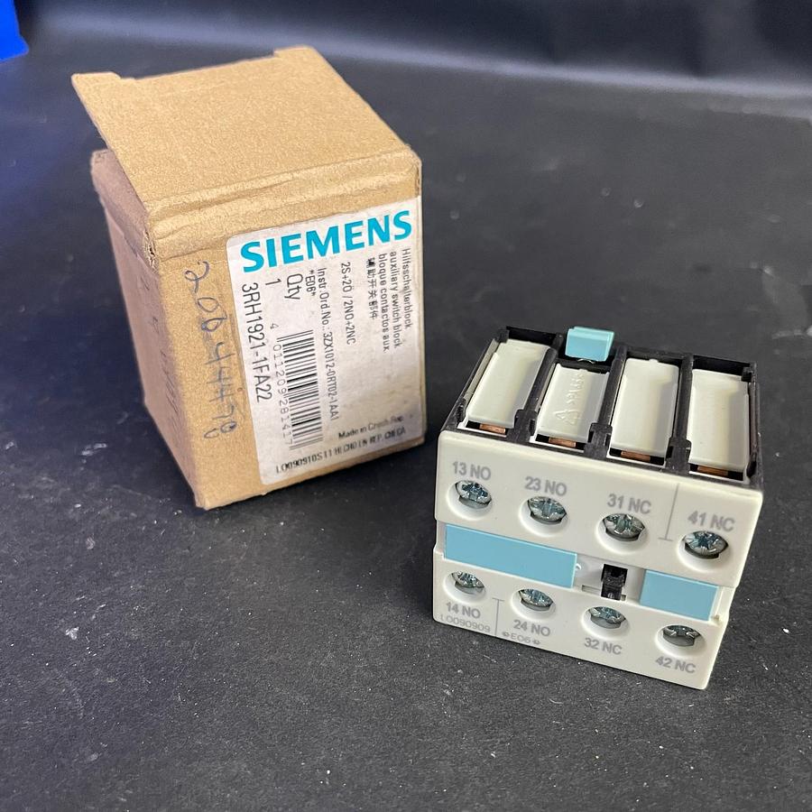 Used SIEMENS 3RH1921-1FA22 SIRIUS AUXILIARY CONTACT BLOCK 2NO+2NC 4-POLE OEM