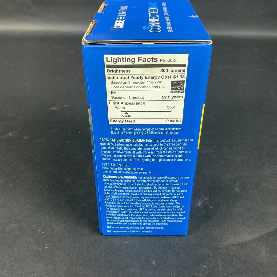 CREE LIGHTING CONNECTED MAX 60WA19 DIMMABLE WHITE SMART LED BULB - NEW ($14 OBO)
