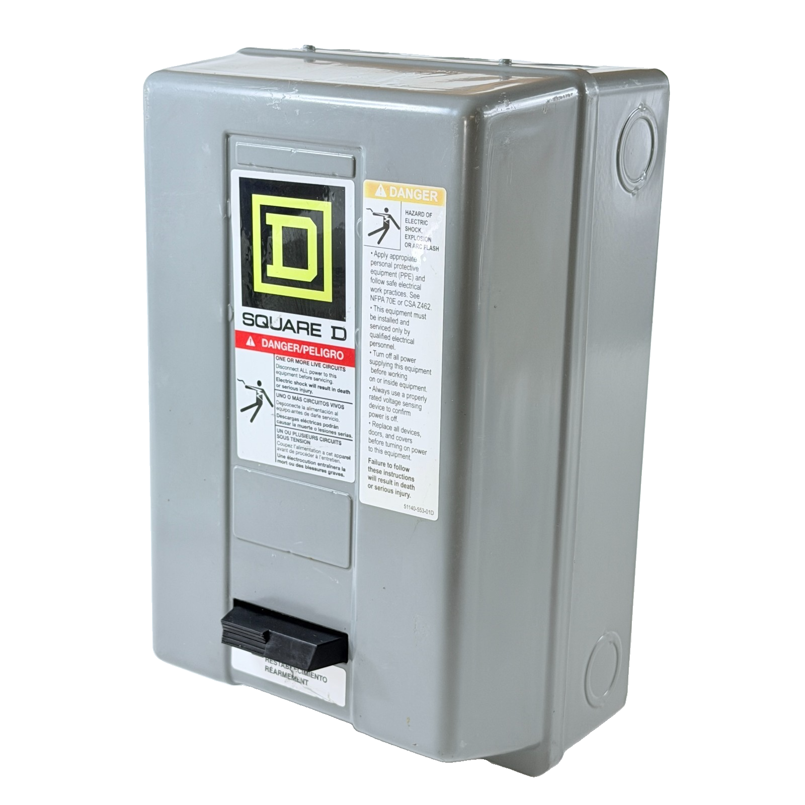 SQUARE D 8536SCG3V08H30S NEMA MOTOR STARTER SIZE 1 27A 10HP 208V COIL NEW