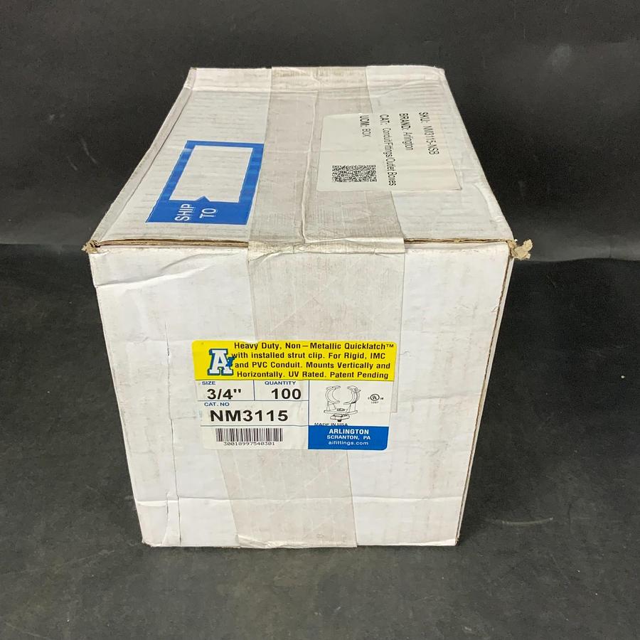 Used ARLINGTON NM3115 3/4” QUICK-LATCH HEAVY DUTY PIPE HANGER - BOX OF 100 ($175 OBO)