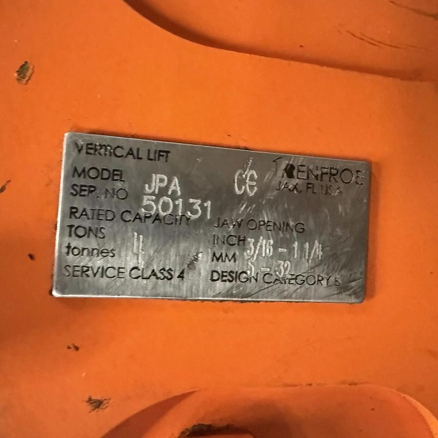 Used RENFROE MODEL JPA 4-TON VERTICAL + 180° AUXILLARY SIDE LOAD ($800 OBO)