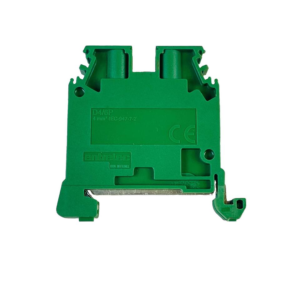 Used ENTRELEC D4/6P GREEN GROUND DIN RAIL TERMINAL BLOCK 4MM 12AWG EARTHING MODULE
