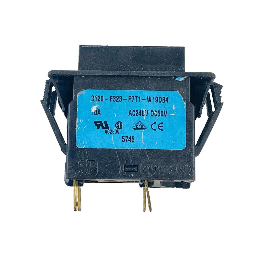 Used E-T-A 3120-F323-P7T1-W19DB4 10A 240VAC 50VDC GREEN ILLUMINATED ROCKER BREAKER