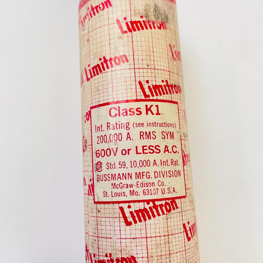 Used BUSSMANN KTS 200 LIMITRON FUSE 600 VOLTS INDUSTRIAL ELECTRICAL REPLACEMENT