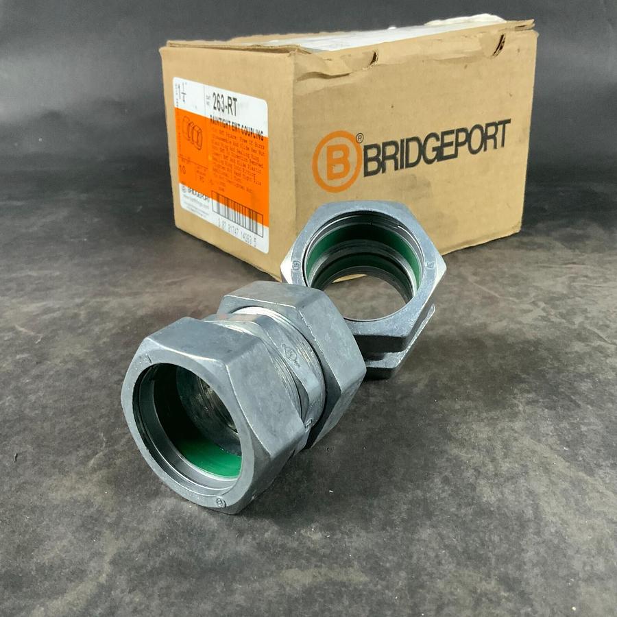Used BRIDGEPORT 1-1/4” 263-RT RAINTIGHT EMT COUPLING - SET OF 10 ($45 OBO)