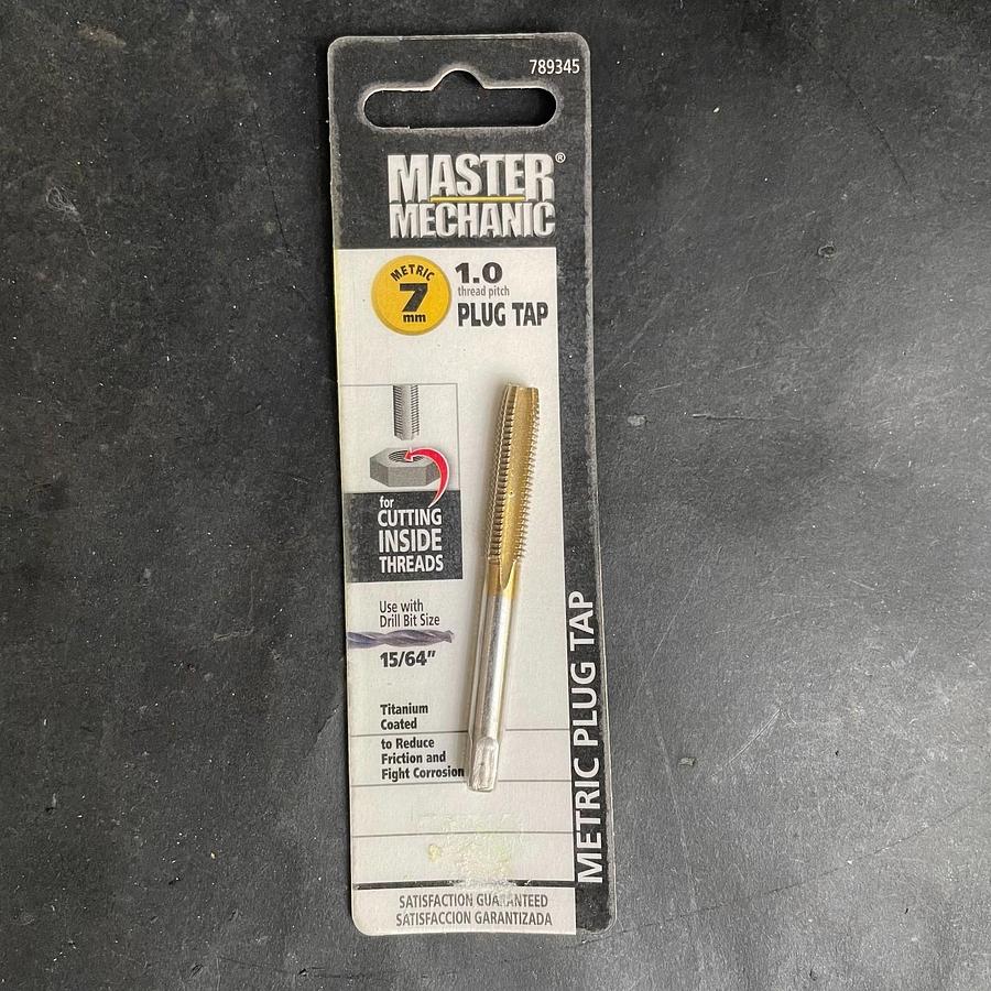 MASTER MECHANIC 789345 METRIC 7MM 1.0 THREAD PLUG TAP 15/64” TITANIUM