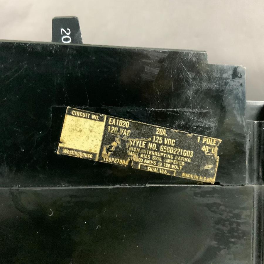 Used WESTINGHOUSE EA1020 CIRCUIT BREAKER ($35 OBO)