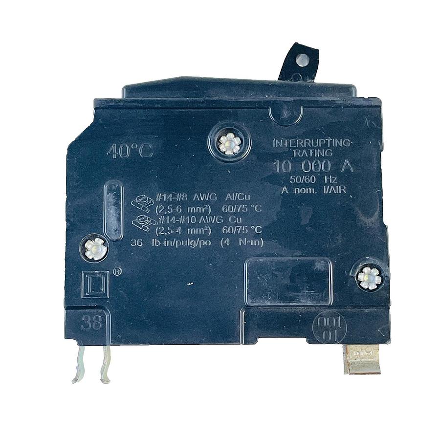 Used SQUARE D QO120 20A 1-POLE 120/240V 10KA PLUG-ON CIRCUIT BREAKER