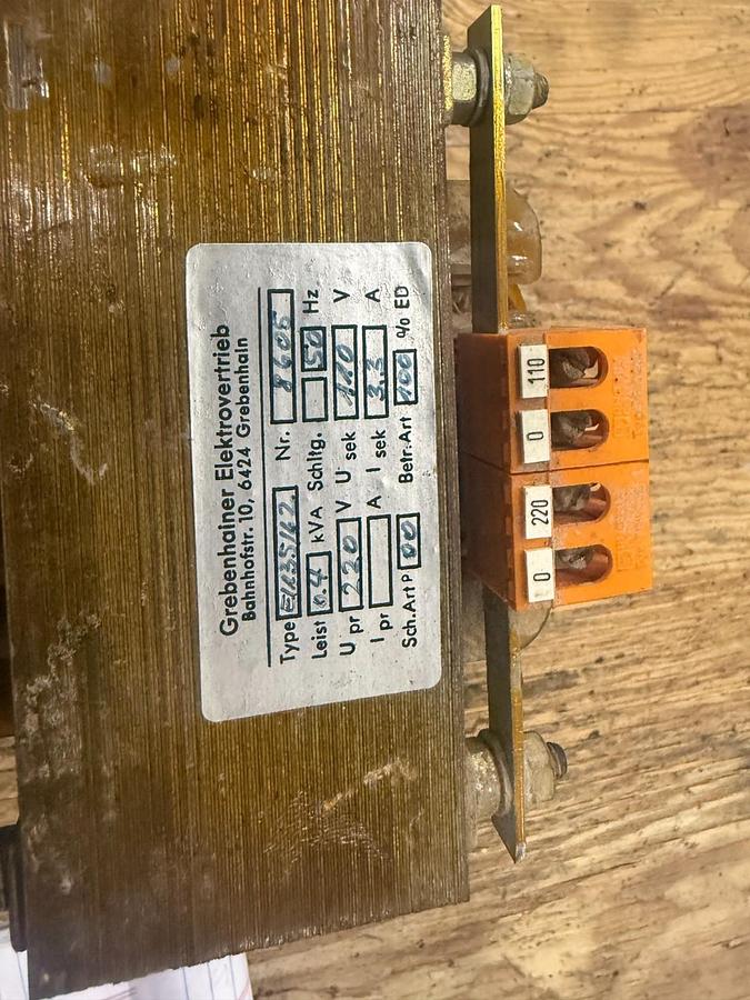 Used GREBENHAINER TYPE ELR35162 TRANSFORMER