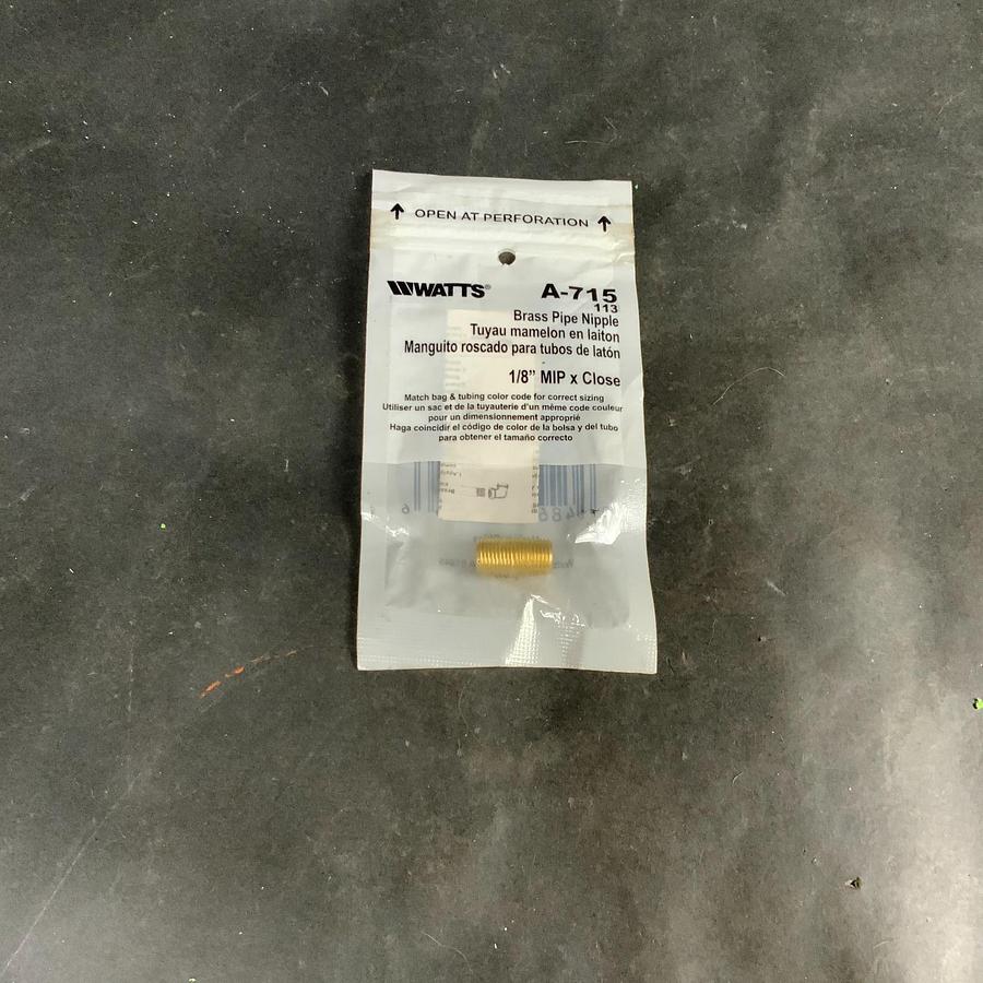 Used WATTS A-715 113 BRASS PIPE NIPPLE 1/8 MIP X CLOSE ($3 OBO)
