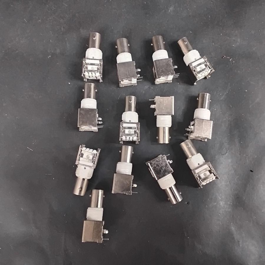 Used RIGHT ANGLE BNC FEMALE BULKHEAD PCB MOUNT CONNECTORS- GROUP OF 13 ($10 OBO)