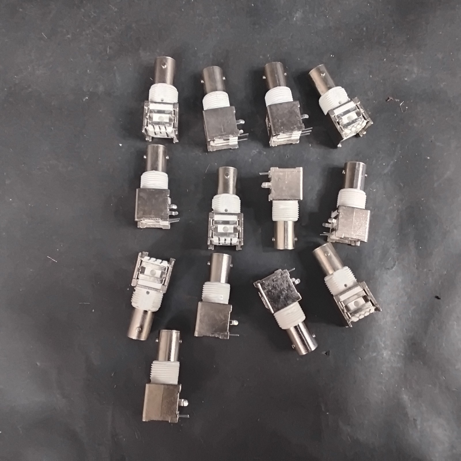 Used RIGHT ANGLE BNC FEMALE BULKHEAD PCB MOUNT CONNECTORS- GROUP OF 13 ($10 OBO)