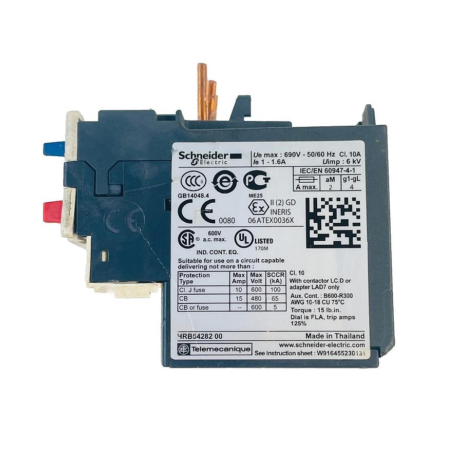 Used SCHNEIDER ELECTRIC LRD066 THERMAL OVERLOAD RELAY 1-1.6A 690V REFURBISHED