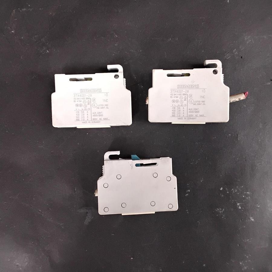 Used SIEMENS 3TX4001-2A AUXILIARY CONTACT BLOCKS - GROUP OF 3 ($25 OBO)