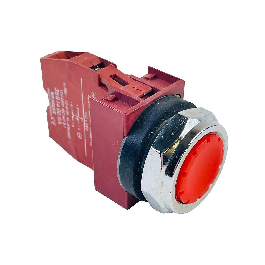Used SIEMENS P30PBFR 3SB1400-0A 22MM PUSHBUTTON SWITCH RED FLUSH 1NC 1NO 10A 660V