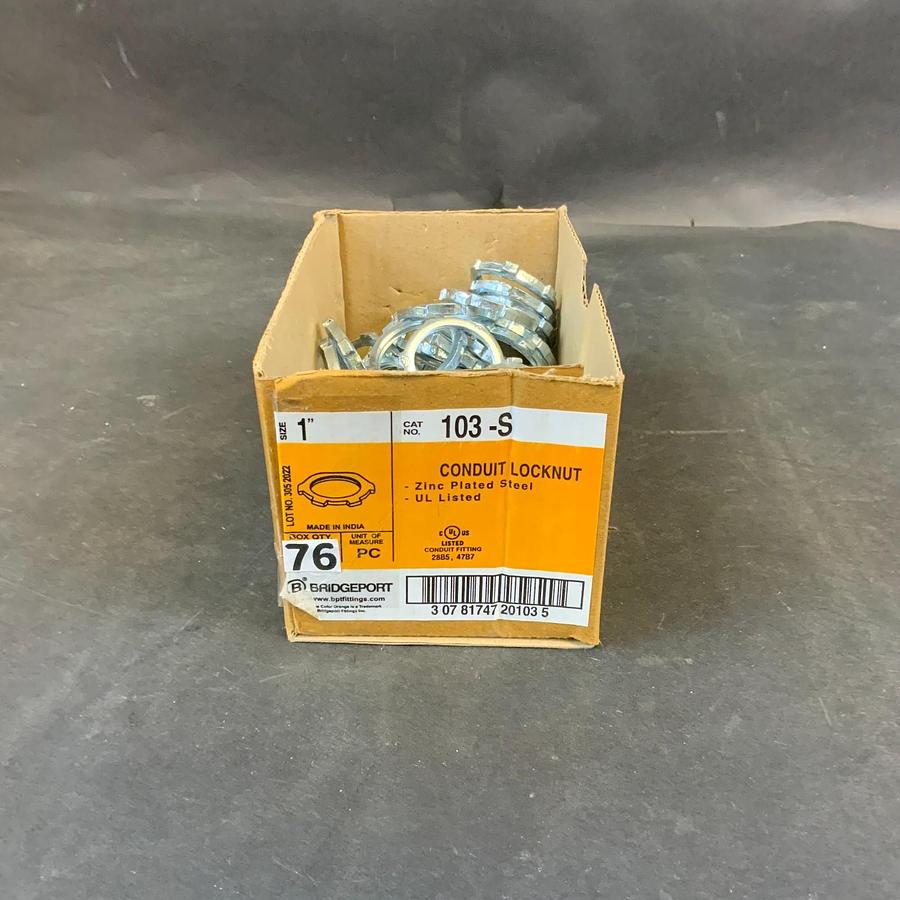 Used BRIDGEPORT 103-S 1” CONDUIT LOCKNUT - BOX OF 76 ($30 OBO)