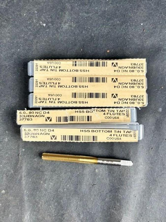 Used NORSEMAN #37783 5.0_80 HSS STRAIGHT FLUTE HAND TAP 6PCS