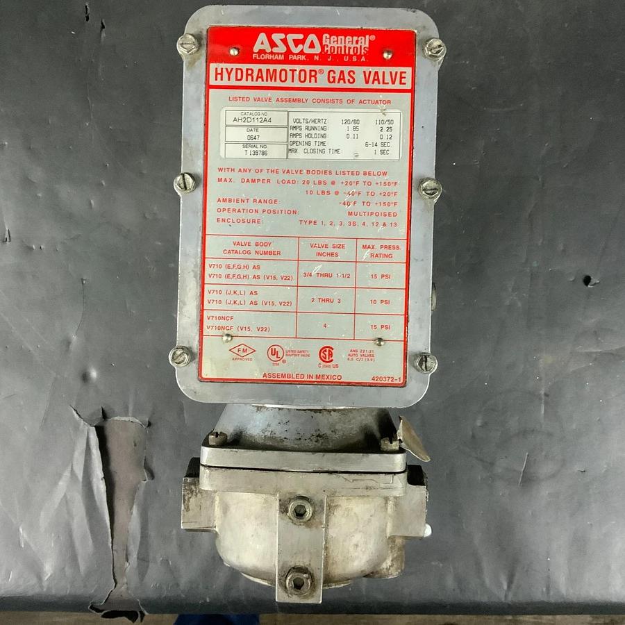Used ASCO AH2D112A4 HYDRAMOTOR GAS VALVE ($450 OBO)