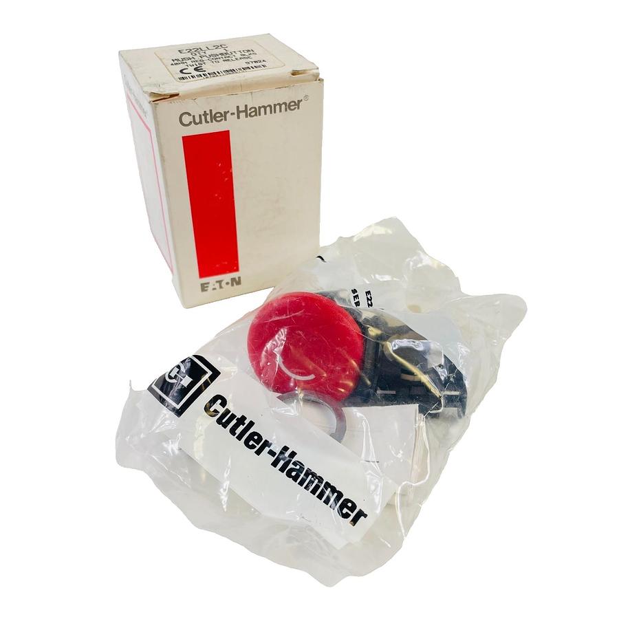 Used CUTLER HAMMER E22LL2C MUSHROOM PUSHBUTTON RED 40MM TWIST TO RELEASE NEW OPEN BOX