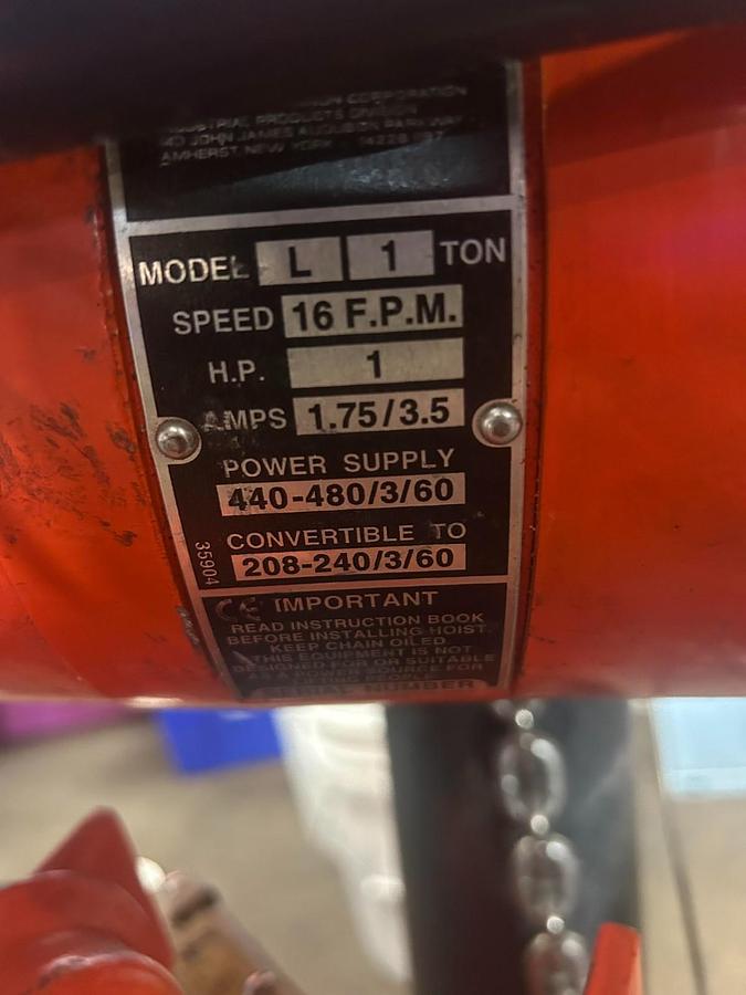 Used CM LODESTAR 1 TON CHAIN HOIST ($2,500 OBO)