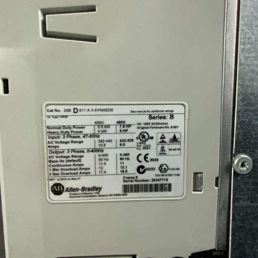 Used ALLEN BRADLEY 20BD011A3AYNAED0 AC DRIVE ($2500 OBO)