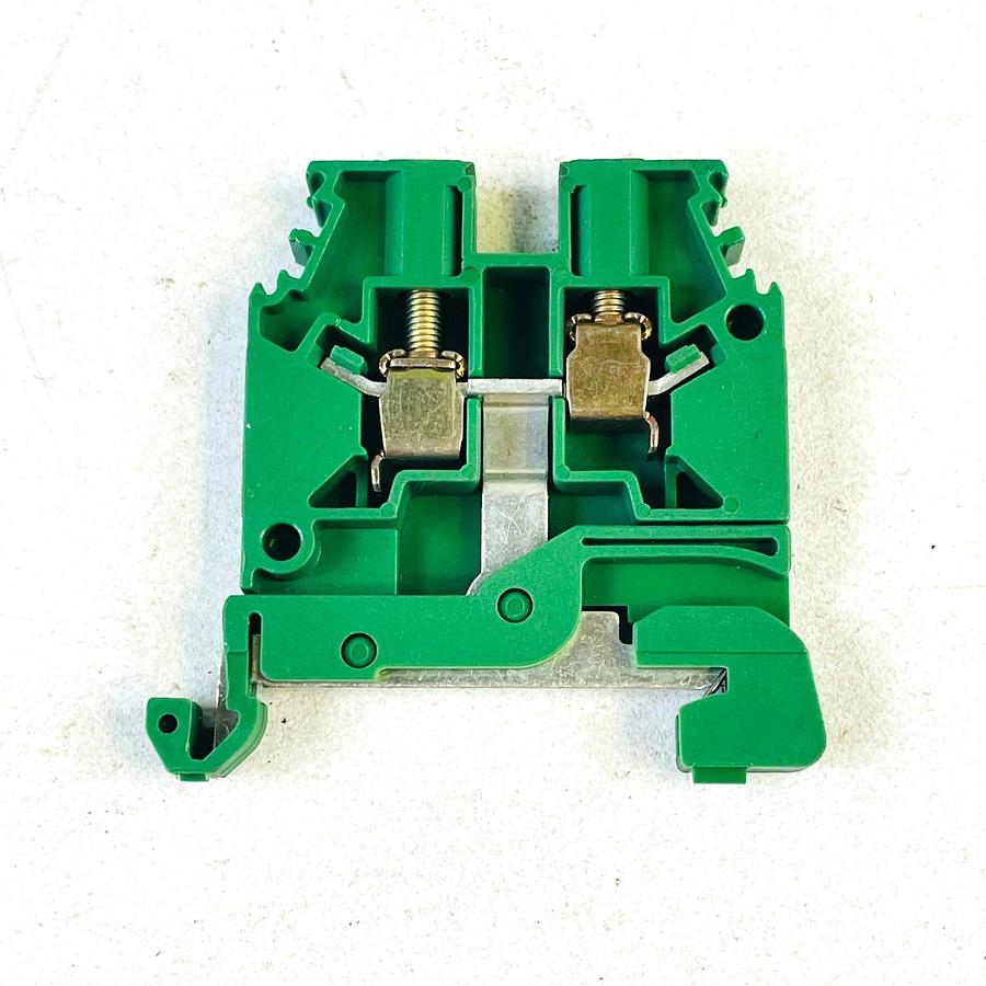 Used ENTRELEC D4/6P GREEN GROUND DIN RAIL TERMINAL BLOCK 4MM 12AWG EARTHING MODULE