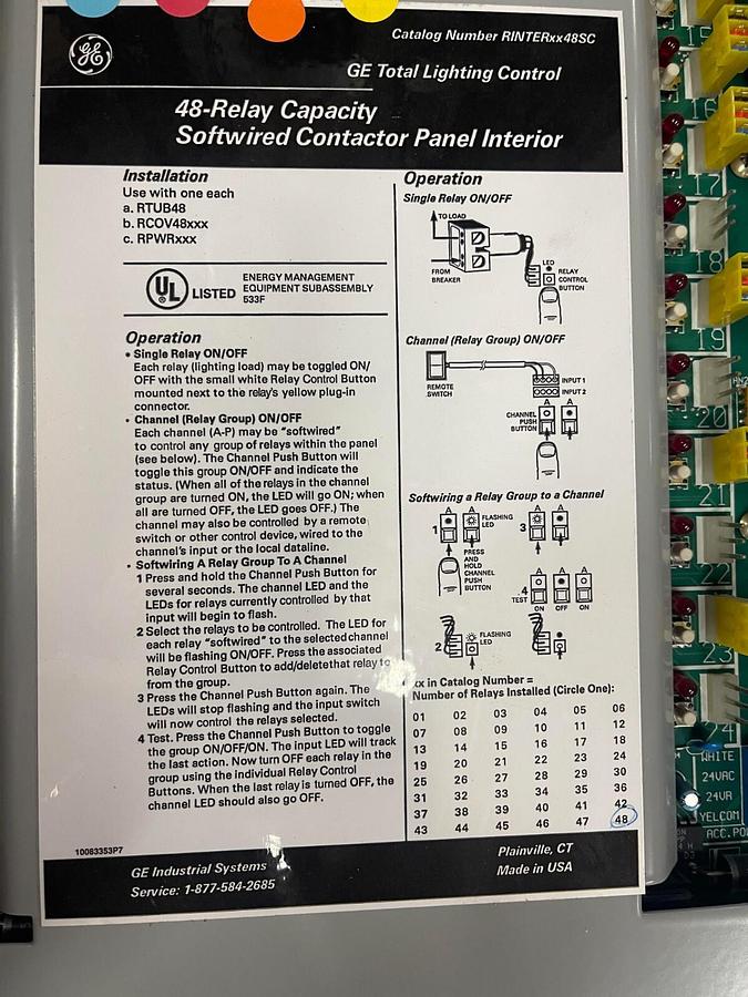 Used GE 48-RELAY Lightning Control Panel Cabinet RINTER4848SC ($1,499.99 OBO!!!) (3)
