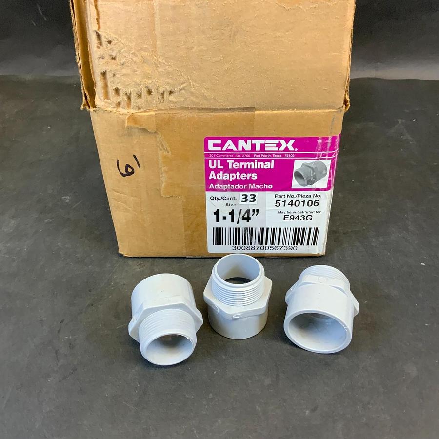 Used CANTEX 5140106 1-1/4” TERMINAL ADAPTER - BOX OF 33 ($30 OBO)