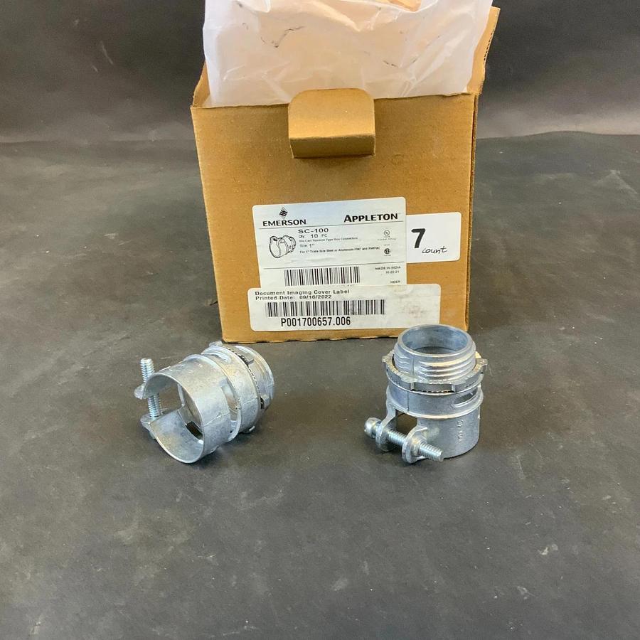 APPLETON SC-100 1” SQUEEZE TYPE BOX CONNECTORS - BOX OF 7 ($15 OBO)