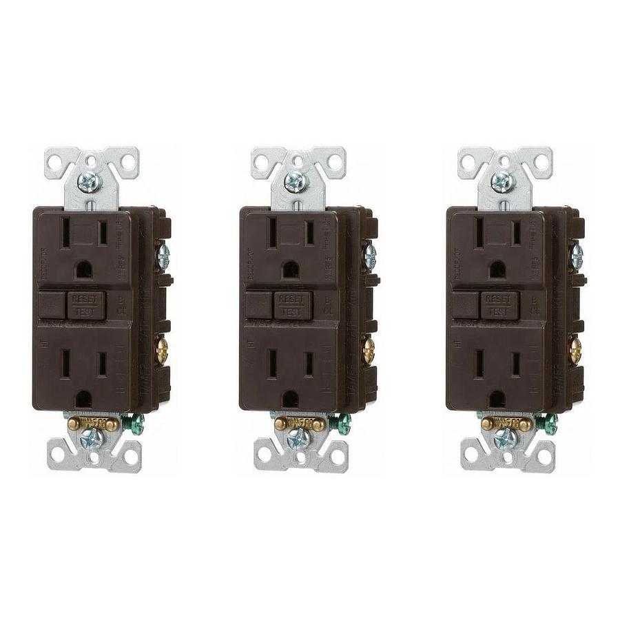 LOT OF 3 EATON TRSGF15B-BX-LW BROWN GFCI DUPLEX RECEPTACLE TAMPER RESISTANT NEW