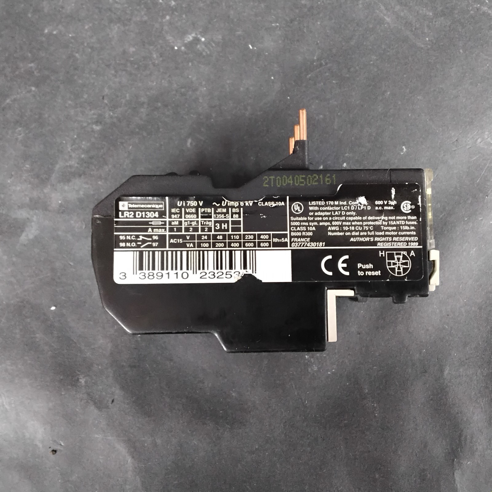 Used TELEMECANIQUE LR2-D1304 OVERLOAD RELAY ($25 OBO)