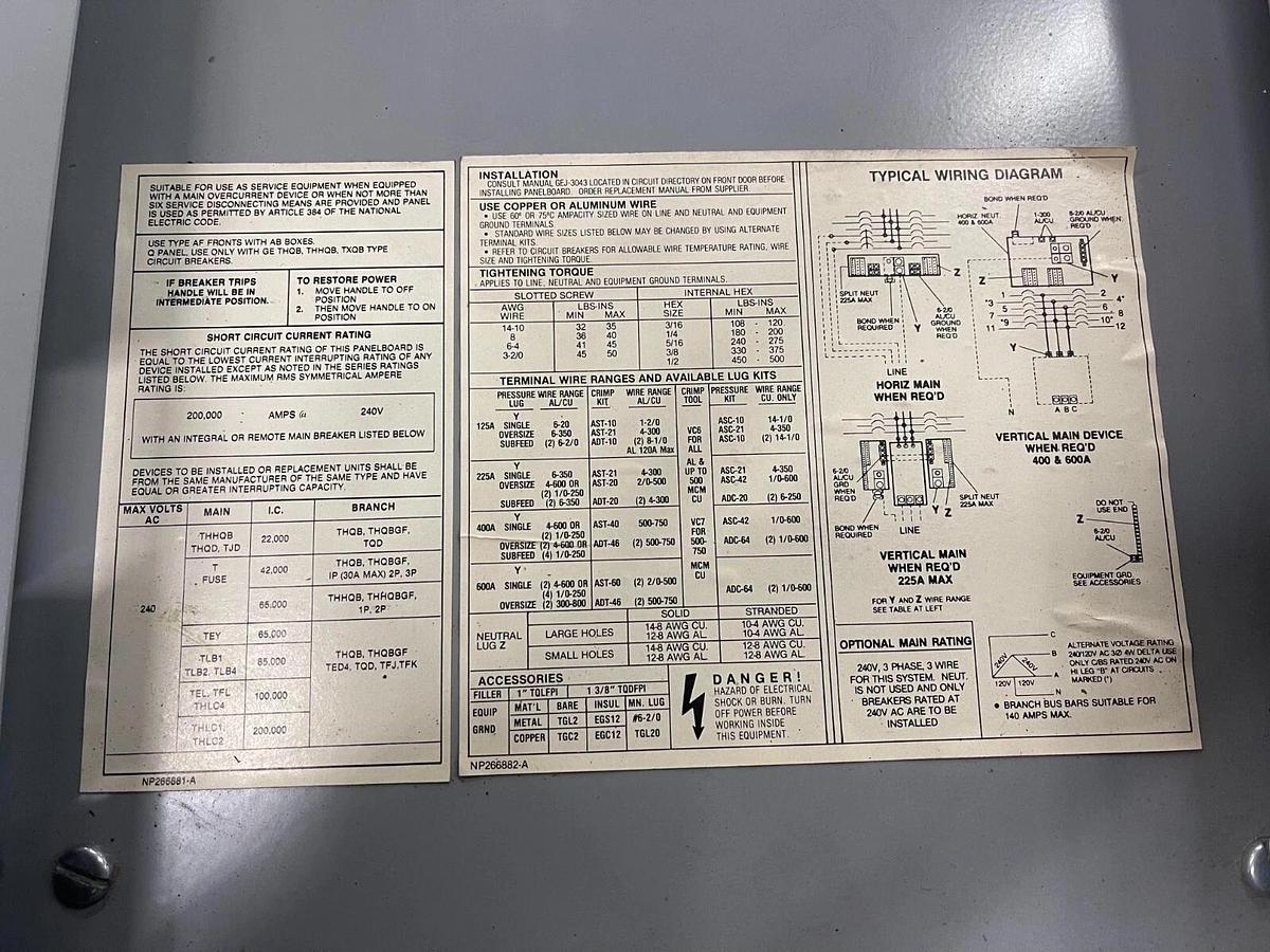 Refurbished GE A Series Interior Panelboard CAT No AQF3121MB ($299.99 OBO!!!)