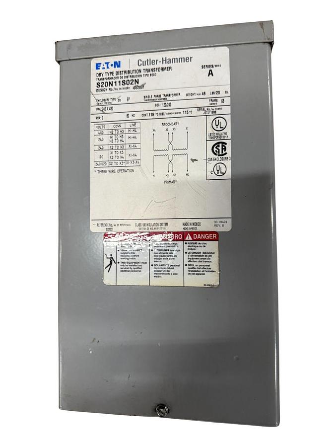 Used EATON CAT NO. S20N11S02N - 2 kVA Transformer - ($150 OBO)